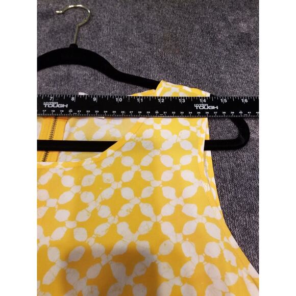 Michael Kors Women's XL Yellow/White Abstract Print Sleeveless Blouse - Picture 6 of 8